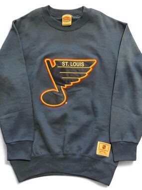 Vtg 90s St Louis Blues Crewneck L Nutmeg Mills Embroidered USA Jock Tag Mint